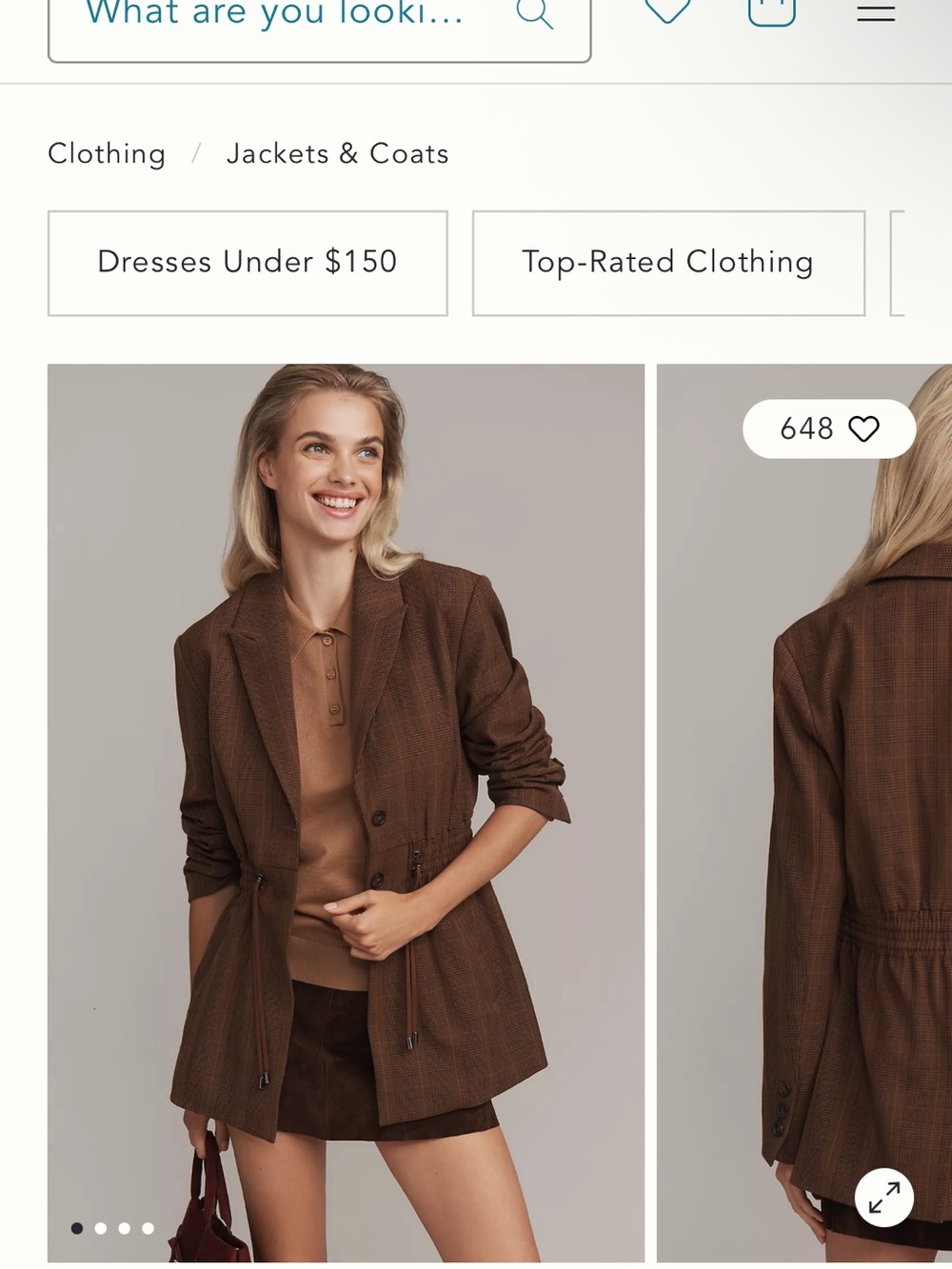 Anthropology new Brown Women's Drawstring Waist Blazer Jacket